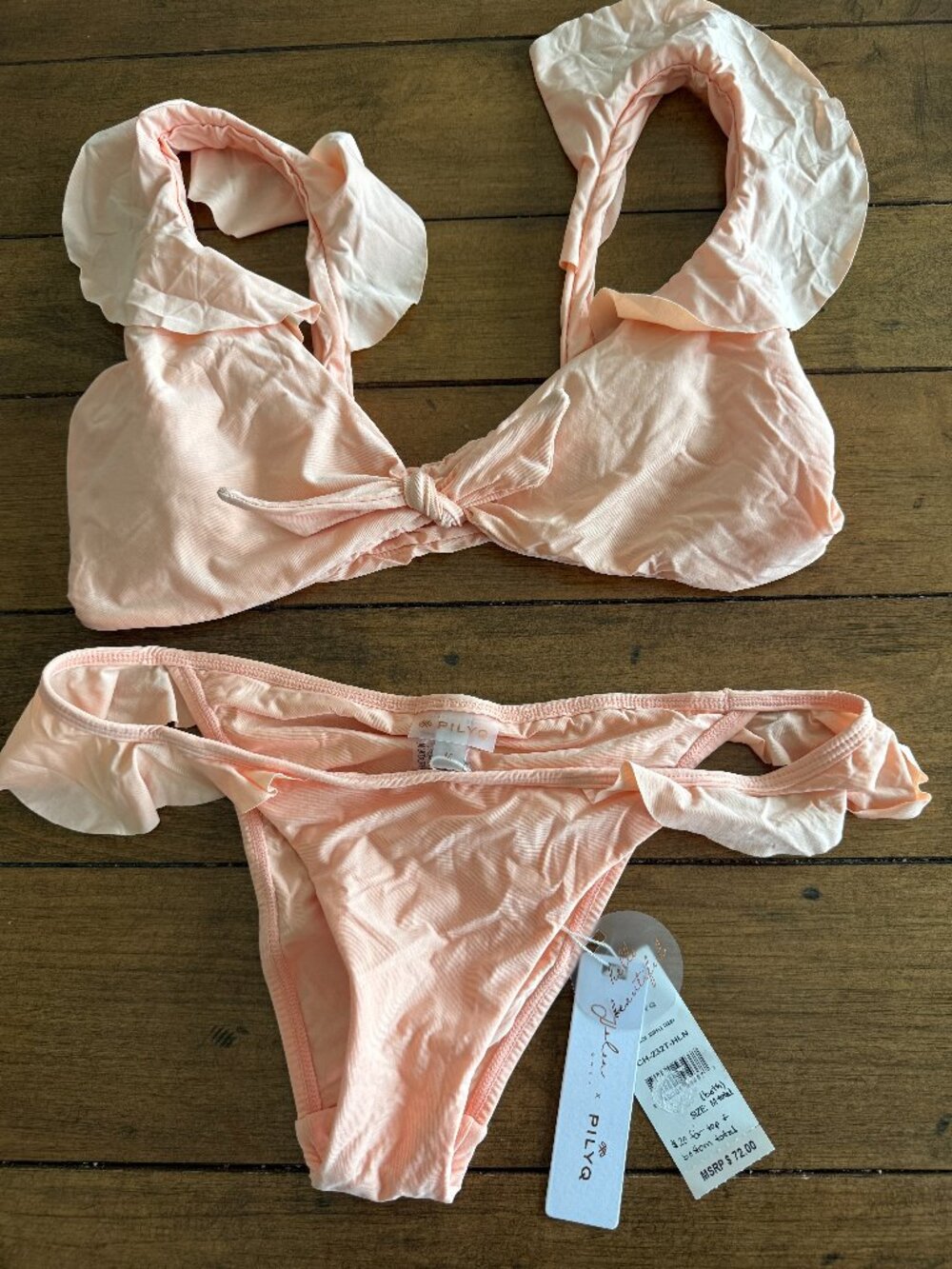 PILYQ Swim Peach Ruffle Teeny